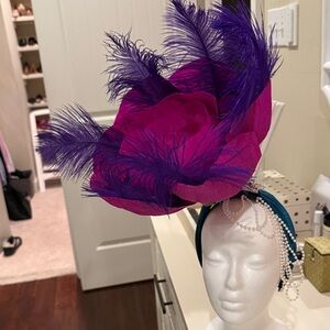 Elegant Pink and Purple Fascinator